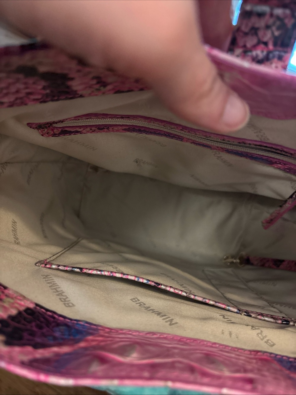 Brahmin Pink Cobra Shira Croc-Embossed Leather Shoulder Bag - Picture 9 of 10